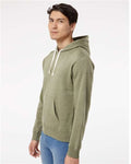 J America 8871 Triblend Fleece Hooded Sweatshirt - Olive Triblend - model side