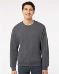 J America 8870 Triblend Fleece Crewneck Sweatshirt - Black Triblend - model front