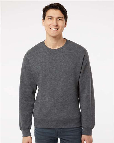 J America 8870 Triblend Fleece Crewneck Sweatshirt - Black Triblend - model front