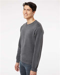 J America 8870 Triblend Fleece Crewneck Sweatshirt - Black Triblend - model side