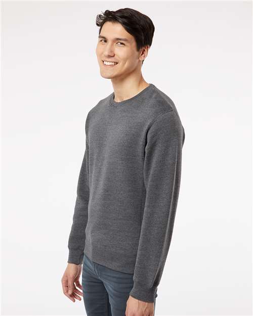 J America 8870 Triblend Fleece Crewneck Sweatshirt - Black Triblend - model side