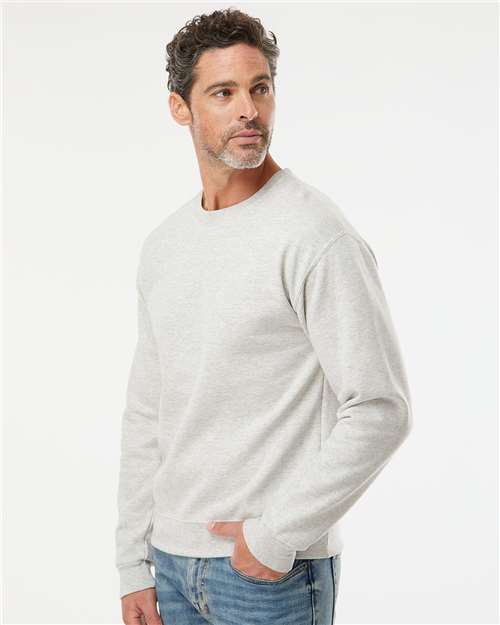 Jerzees 562MR NuBlend Crewneck Sweatshirt - Oatmeal Heather - model side