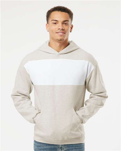 Jerzees 98CR Unisex Nublend Billboard Hooded Sweatshirt - Oatmeal Heather/ White - model front