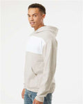 Jerzees 98CR Unisex Nublend Billboard Hooded Sweatshirt - Oatmeal Heather/ White - model side