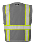 Kishigo B100-111 Unisex EV Series Enhanced Visibility Multi-Pocket Mesh Vest - Grey/ Lime - B111 - back