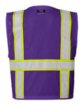 Kishigo B100-111 Unisex EV Series Enhanced Visibility Multi-Pocket Mesh Vest - Purple/ Lime - B109 - back