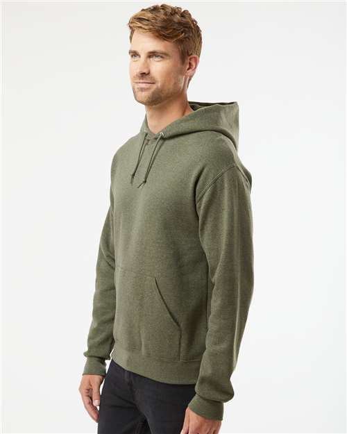 Jerzees 996MR Unisex NuBlend Hooded Sweatshirt - Military Green Heather - model side