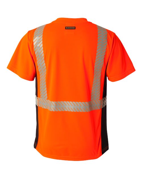 Kishigo 9114-9115 Unisex Premium Black Series Breathable Tape Class 2 T-Shirt - Fluorescent Red (9700) - back