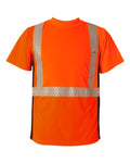 Kishigo 9114-9115 Unisex Premium Black Series Breathable Tape Class 2 T-Shirt - Fluorescent Red (9700) - front