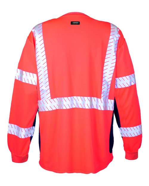 Kishigo 9134-9135 Unisex Premium Black Series Long Sleeve T-Shirt - Fluorescent Red (9710) - back