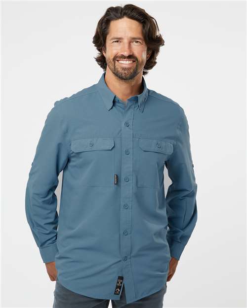 DRI DUCK 4441 Men's Crossroad Woven Shirt - Slate Blue - model front