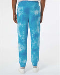 Independent Trading Co. PRM50PTTD Unisex Tie-Dyed Fleece Sweatpants - Tie Dye Aqua Blue - model back