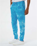 Independent Trading Co. PRM50PTTD Unisex Tie-Dyed Fleece Sweatpants - Tie Dye Aqua Blue - model side