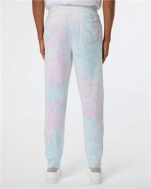 Independent Trading Co. PRM50PTTD Unisex Tie-Dyed Fleece Sweatpants - Tie Dye Cotton Candy - model back