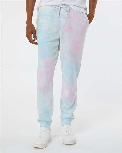 Independent Trading Co. PRM50PTTD Unisex Tie-Dyed Fleece Sweatpants - Tie Dye Cotton Candy - model front