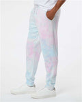 Independent Trading Co. PRM50PTTD Unisex Tie-Dyed Fleece Sweatpants - Tie Dye Cotton Candy - model side