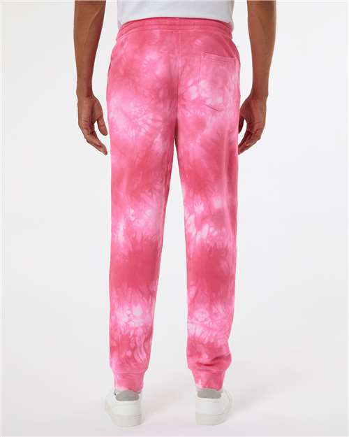 Independent Trading Co. PRM50PTTD Unisex Tie-Dyed Fleece Sweatpants - Tie Dye Pink - model back