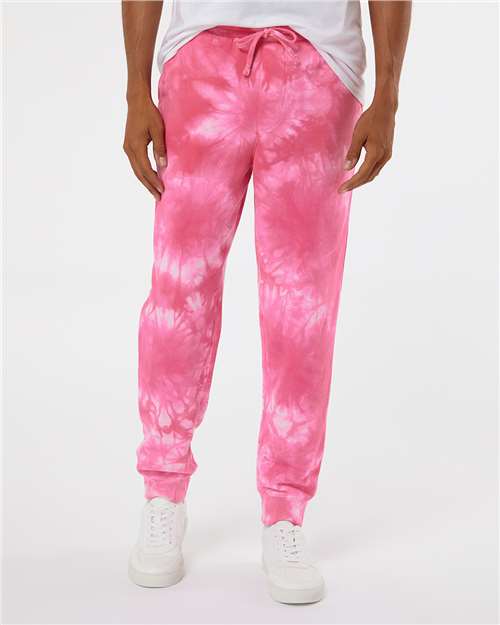 Independent Trading Co. PRM50PTTD Unisex Tie-Dyed Fleece Sweatpants - Tie Dye Pink - model front