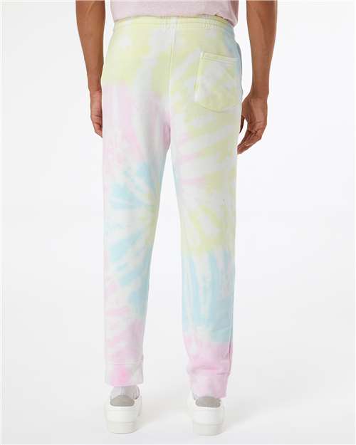 Independent Trading Co. PRM50PTTD Unisex Tie-Dyed Fleece Sweatpants - Tie Dye Sunset Swirl - model back