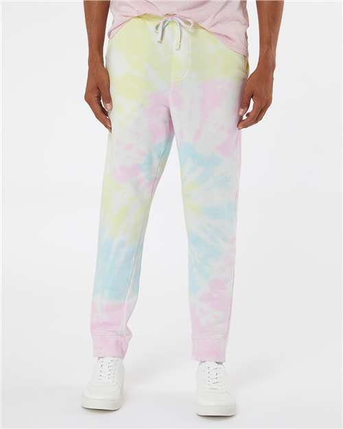 Independent Trading Co. PRM50PTTD Unisex Tie-Dyed Fleece Sweatpants - Tie Dye Sunset Swirl - model front