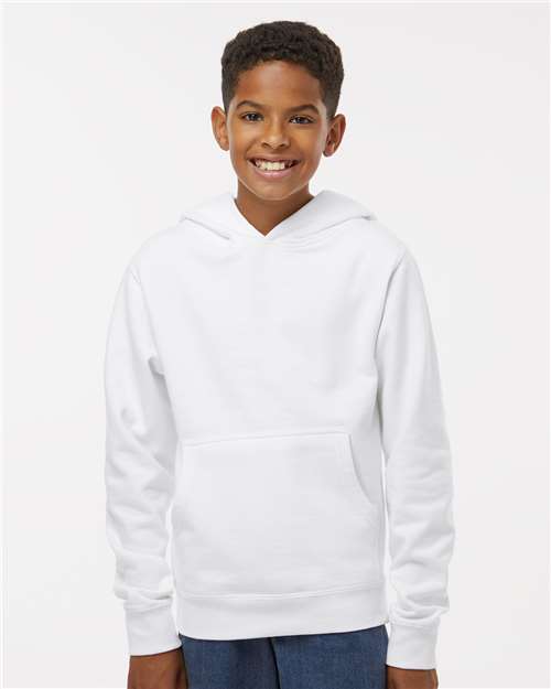 Independent Trading Co. SS4001Y Youth Midweight Hooded Sweatshirt - White - model front