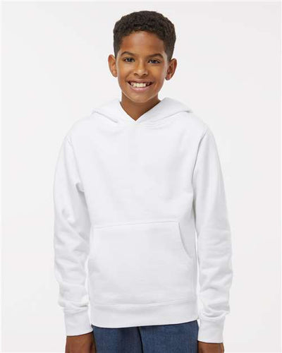 Independent Trading Co. SS4001Y Youth Midweight Hooded Sweatshirt - White - model front