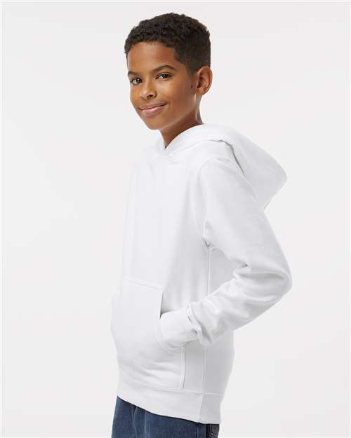 Independent Trading Co. SS4001Y Youth Midweight Hooded Sweatshirt - White - model side