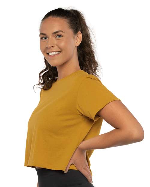 Next Level 1580 Women's Ideal Crop Top - Antique Gold - model side
