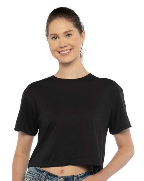 Next Level 1580 Women's Ideal Crop Top - Black - model front