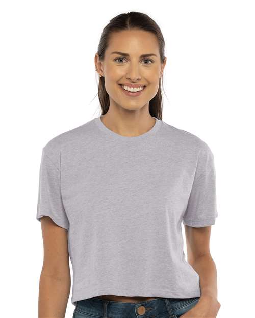 Next Level 1580 Women's Ideal Crop Top - Heather Grey - model front