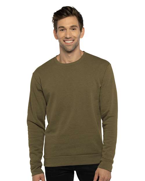 Next Level 9002 Unisex Malibu Crewneck Sweatshirt - Heather Military Green - model front