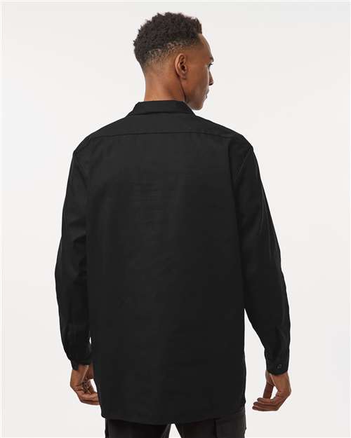 Dickies L535 Men's Industrial Long Sleeve Work Shirt - Black - model back