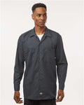 Dickies L535 Men's Industrial Long Sleeve Work Shirt - Dark Charcoal - model front
