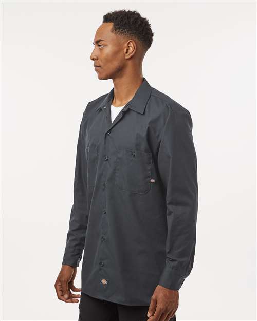 Dickies L535 Men's Industrial Long Sleeve Work Shirt - Dark Charcoal - model side