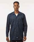 Dickies L535 Men's Industrial Long Sleeve Work Shirt - Dark Navy - model front