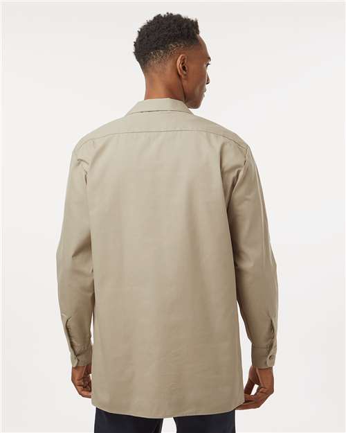 Dickies L535 Men's Industrial Long Sleeve Work Shirt - Desert Sand - model back