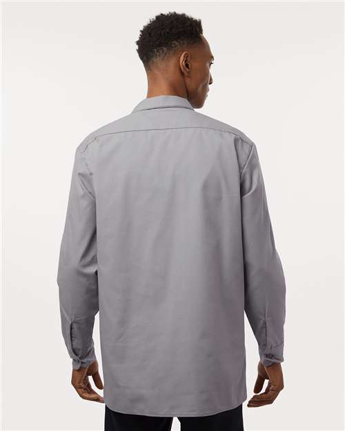 Dickies L535 Men's Industrial Long Sleeve Work Shirt - Graphite Grey - model back