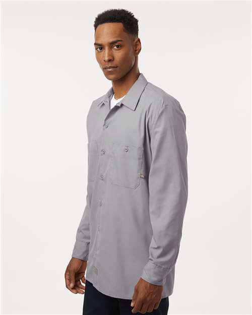 Dickies L535 Men's Industrial Long Sleeve Work Shirt - Graphite Grey - model side