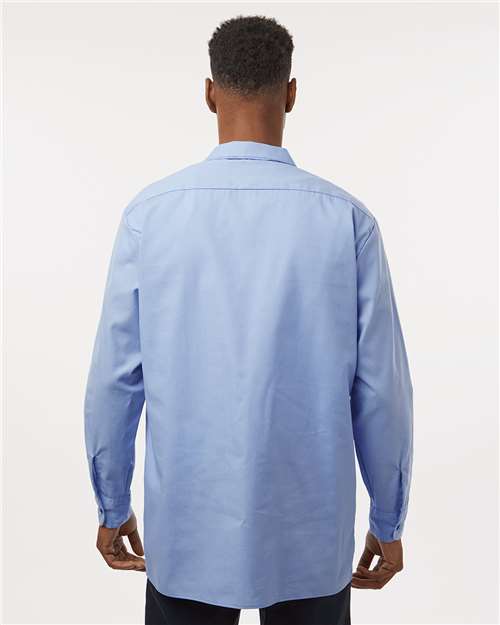 Dickies L535 Men's Industrial Long Sleeve Work Shirt - Light Blue - model back