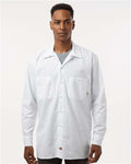 Dickies L535 Men's Industrial Long Sleeve Work Shirt - White - model front