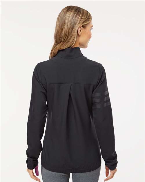Adidas A268 Women's Wind Resistant Full-Zip Jacket - Black/ Black - model back
