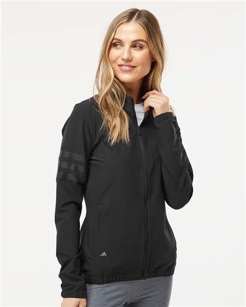 Adidas A268 Women's Wind Resistant Full-Zip Jacket - Black/ Black - model front