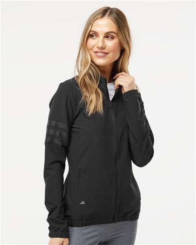 Adidas A268 Women's Wind Resistant Full-Zip Jacket - Black/ Black - model front