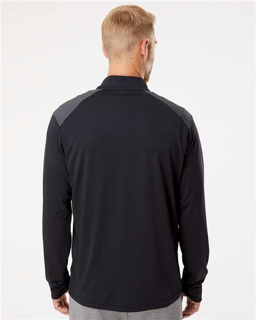 Adidas A520 Men's Ultimate365 Lightweight Shoulder Stripe Quarter-Zip Pullover - Black - model back