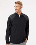 Adidas A520 Men's Ultimate365 Lightweight Shoulder Stripe Quarter-Zip Pullover - Black - model front