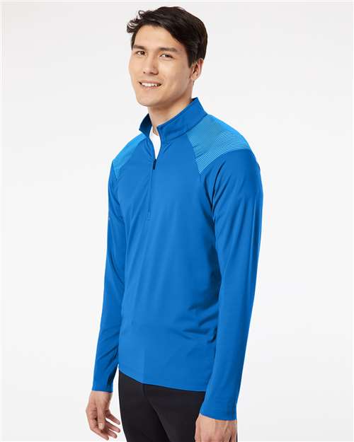 Adidas A520 Men's Ultimate365 Lightweight Shoulder Stripe Quarter-Zip Pullover - Glory Blue - model side
