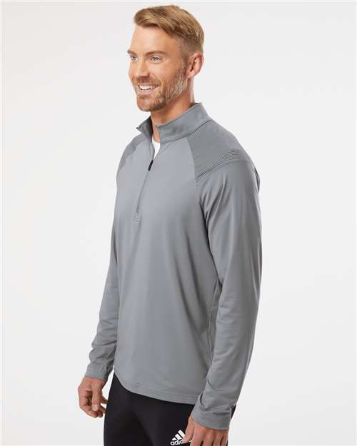 Adidas A520 Men's Ultimate365 Lightweight Shoulder Stripe Quarter-Zip Pullover - Grey Three - model side