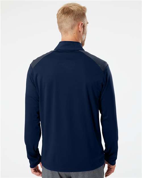 Adidas A520 Men's Ultimate365 Lightweight Shoulder Stripe Quarter-Zip Pullover - Team Navy Blue - model back