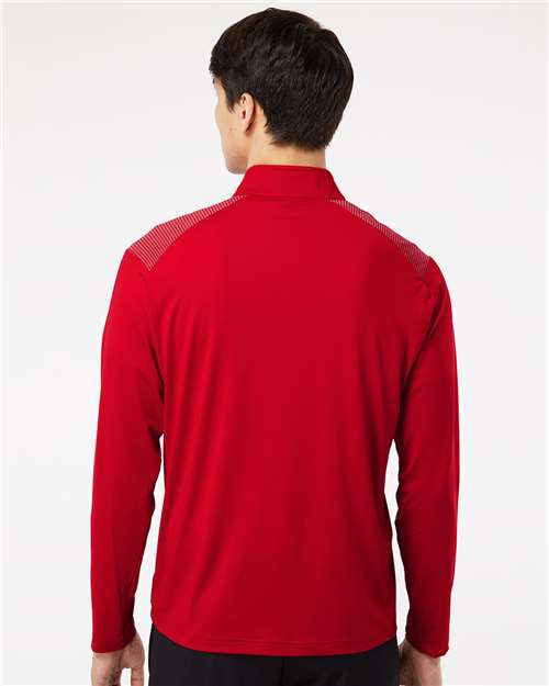 Adidas A520 Men's Ultimate365 Lightweight Shoulder Stripe Quarter-Zip Pullover - Team Power Red - model back