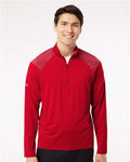 Adidas A520 Men's Ultimate365 Lightweight Shoulder Stripe Quarter-Zip Pullover - Team Power Red - model front